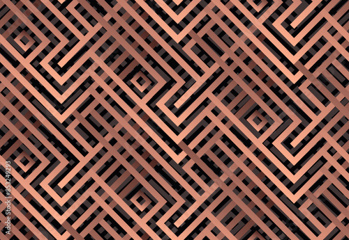 Seamless peach fuzz color geometric artistic maze vector pattern