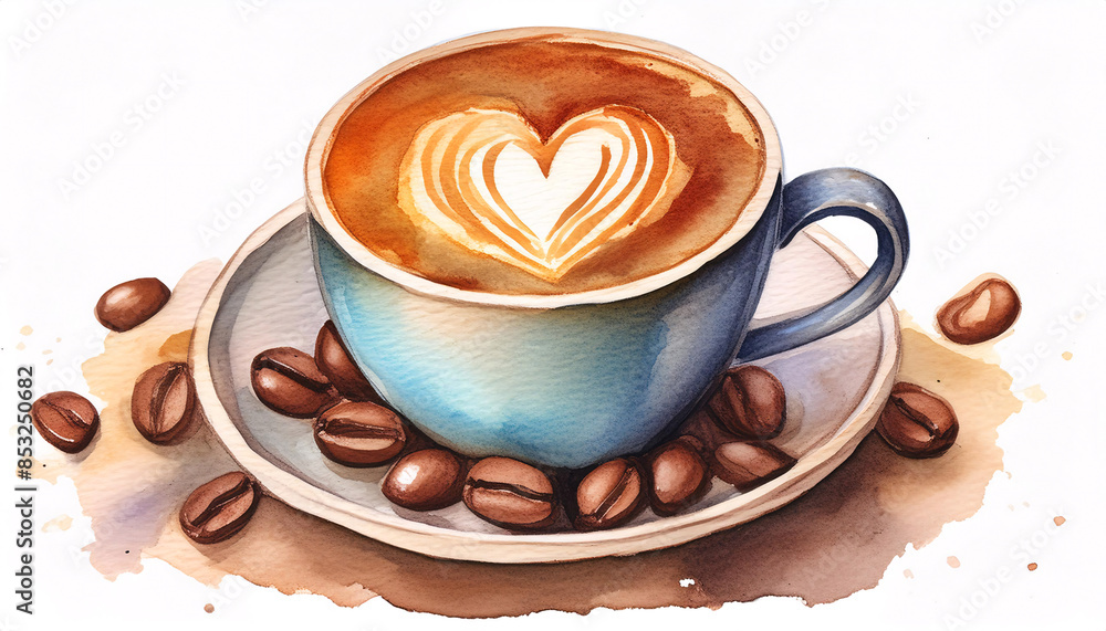 Illustration einer Tasse Kaffee mit Latte Art Illustration einer Tasse Kaffee mit Latte Art