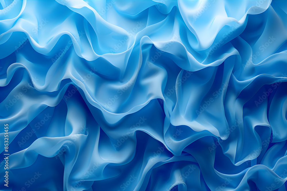 Soft transparent cloth waves. Blue fabric with soft waves. Abstract blue fabric wavy folds. Modern luxury silk wave drapes background. Soft transparent cloth waves. Blue fabric with soft waves. Abstract blue fabric wavy folds. Modern luxury silk wave drapes background.