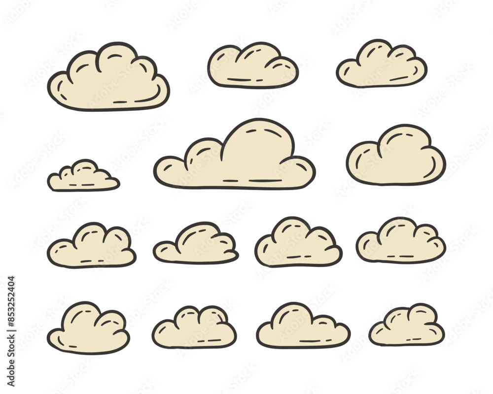 Fototapeta premium Cute Cloud Cartoon Doodle Style Illustration
