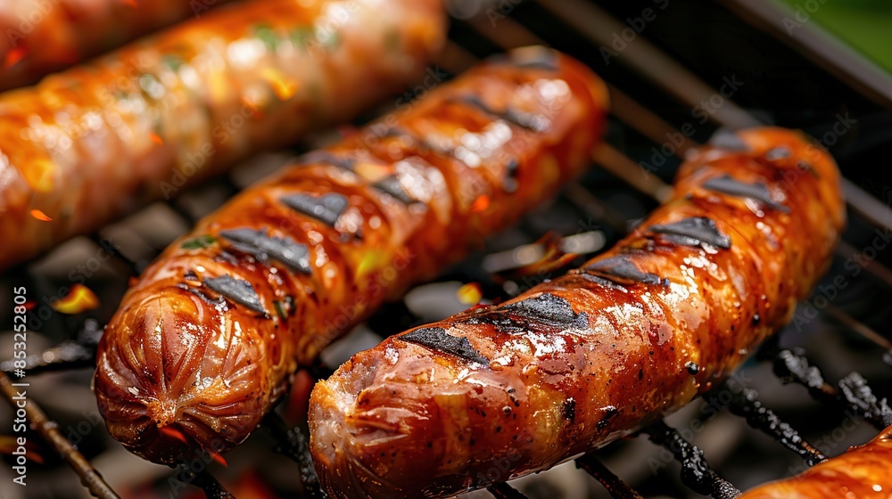 Grilled Sausages on a Barbecue Grill Grilled Sausages on a Barbecue Grill