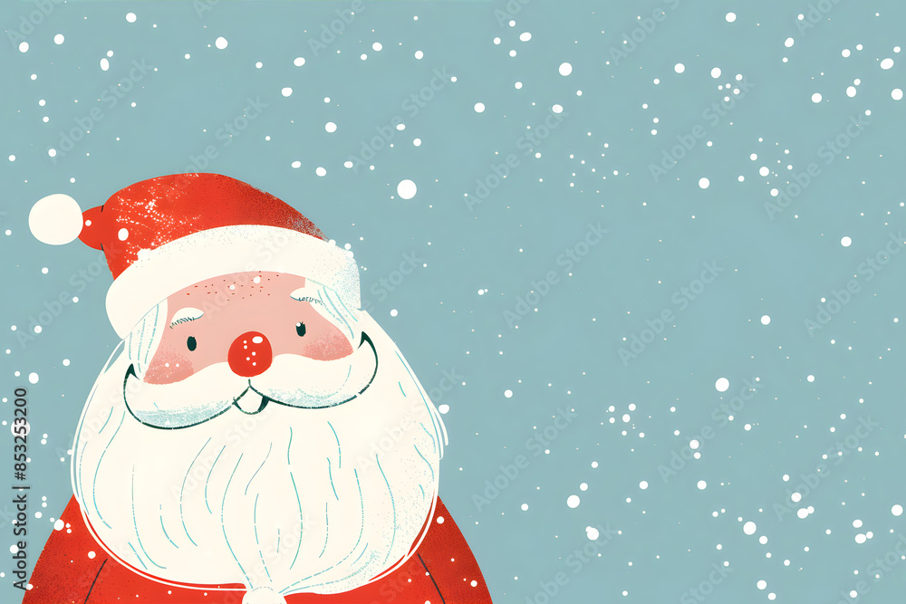 Background with illustration of Santa Claus on blue background with snow. Postcard concept with copy space for Christmas and Happy New ear design. Background with illustration of Santa Claus on blue background with snow. Postcard concept with copy space for Christmas and Happy New ear design.