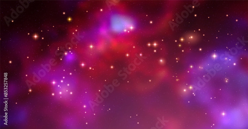 Space vector background with realistic nebula and shining stars. Magic colorful galaxy with stardust