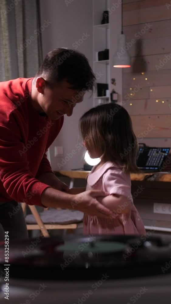 vertical video Loving father having fun spinning dancing with cute daughter vertical video Loving father having fun spinning dancing with cute daughter