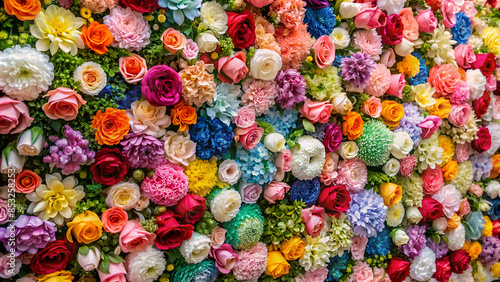Multi-colored flower wall background