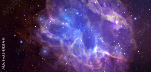 Space vector background with realistic nebula and shining stars. Magic colorful galaxy with stardust