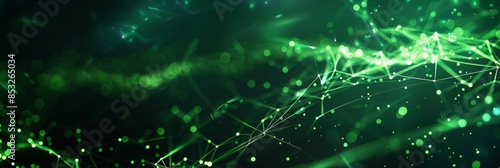 Modern tech background with neon green web lines and glowing particles, offering a sleek design with free space © Bilas AI