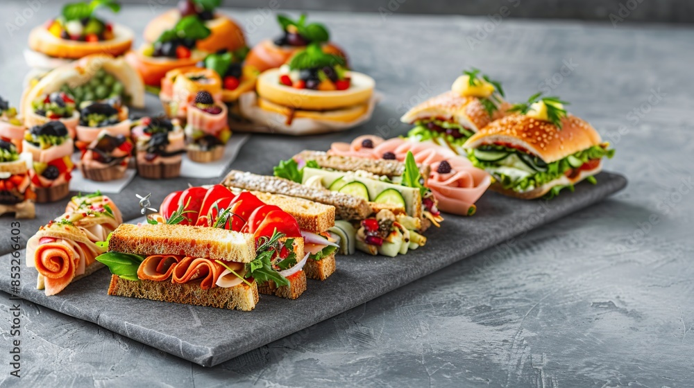 Appetizing Variety of Finger Sandwiches and Snacks Appetizing Variety of Finger Sandwiches and Snacks