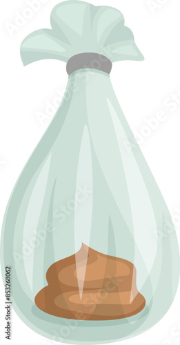 Cartoon illustration of a full dog poop bag, promoting responsible pet ownership and waste management