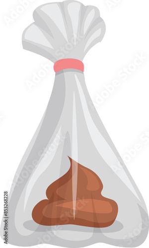 Dog poop in a plastic bag tied with a string, representing the concept of responsible pet ownership