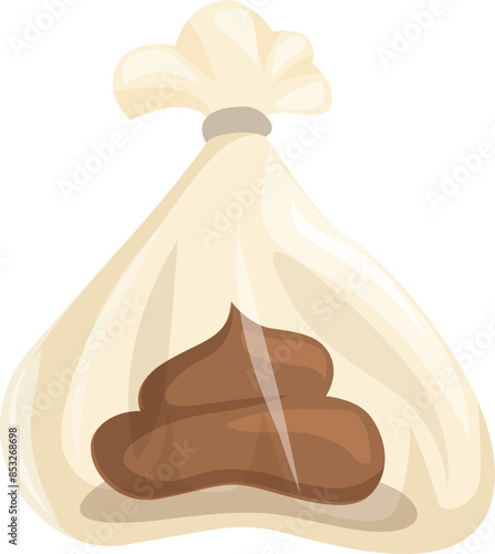 Dog poop being picked up and disposed of properly in a tied plastic bag