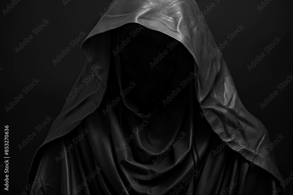 A mysterious figure cloaked in darkness. A mysterious figure cloaked in darkness.