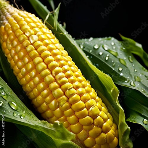 corn with green and wet leaves