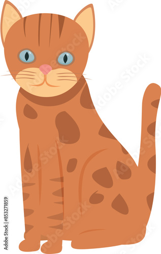 Adorable orange tabby cat with blue eyes sitting and looking forward © nsit0108