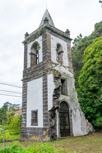 Old tower of the church of São Mateus, Urzelina mystery and access, volcano erupted in 1808. São Jorge Island-Azores-Portugal. photo