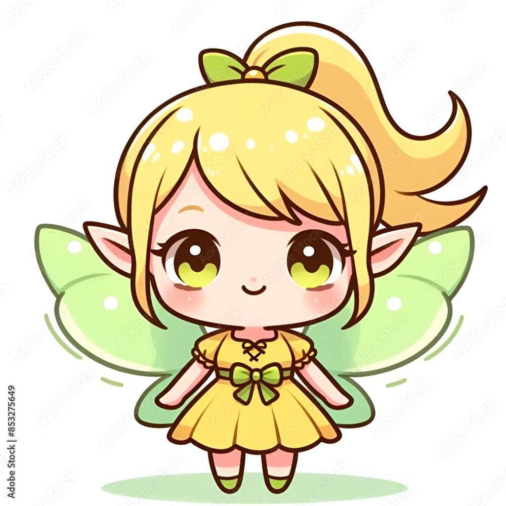 A cute baby fairy character with a butterfly's flying hair A cute baby fairy character with a butterfly's flying hair
