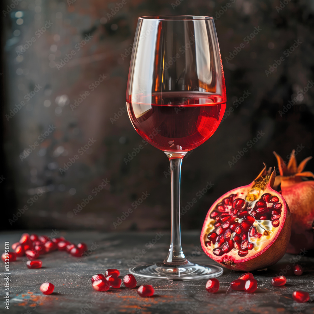 Elegant Still Life with Wine and Pomegranate Elegant Still Life with Wine and Pomegranate