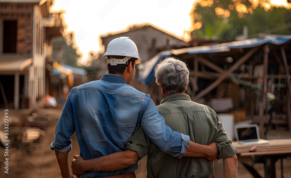A Young and an Elderly Architect Share a Moment A Young and an Elderly Architect Share a Moment