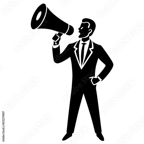 person shouting through megaphone