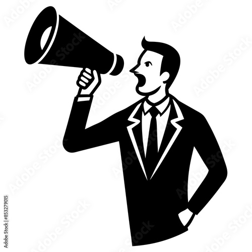 person shouting through megaphone