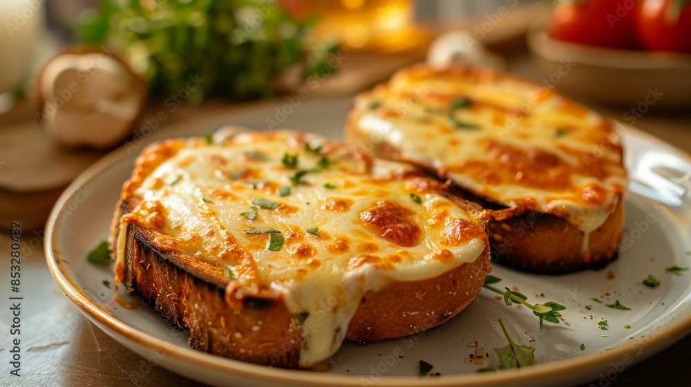 Savory mozzarella sandwiches, cooked to perfection and topped with a golden-brown crust, rest on a plate, inviting you to indulge in their cheesy goodness Savory mozzarella sandwiches, cooked to perfection and topped with a golden-brown crust, rest on a plate, inviting you to indulge in their cheesy goodness