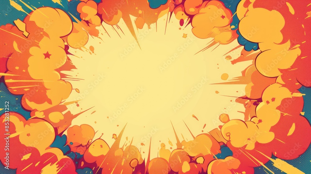 Colorful Explosion in Comic Art Style Speech Bubble Background Colorful Explosion in Comic Art Style Speech Bubble Background