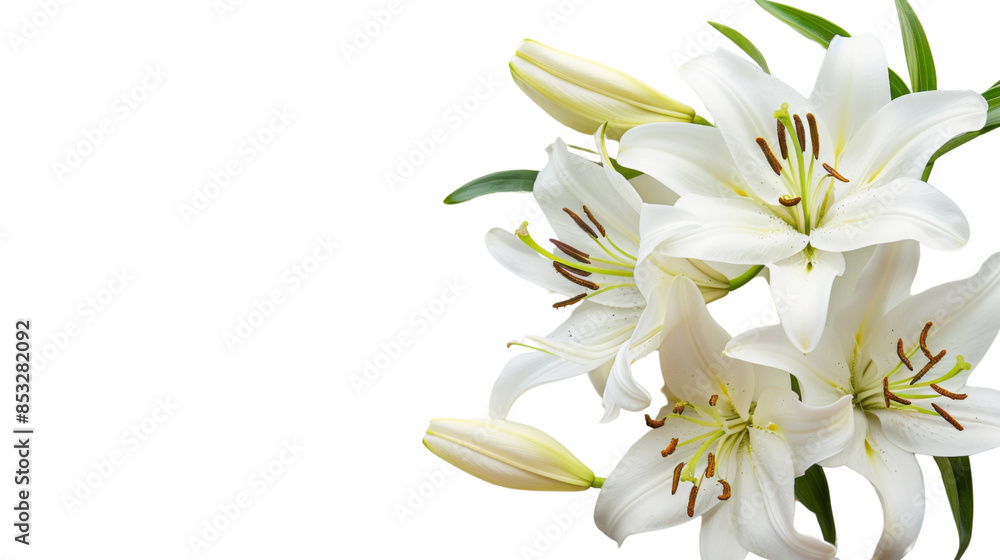 Fototapeta premium White lily head on white background