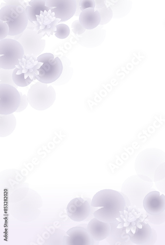 池に浮かぶ睡蓮のイラスト（寒中見舞い / 喪中）