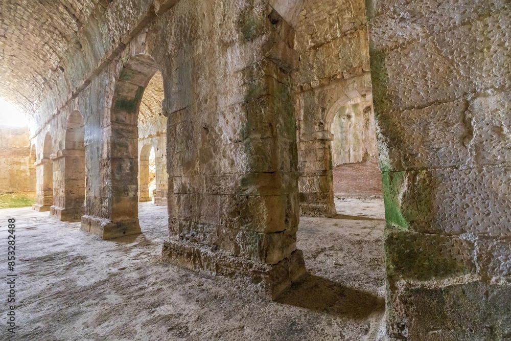 Europe, Greece, Crete, Chania, Aptera. Urban and political center of ancient Aptera. Roman ruins. Three vaulted ancient cistern. Europe, Greece, Crete, Chania, Aptera. Urban and political center of ancient Aptera. Roman ruins. Three vaulted ancient cistern.
