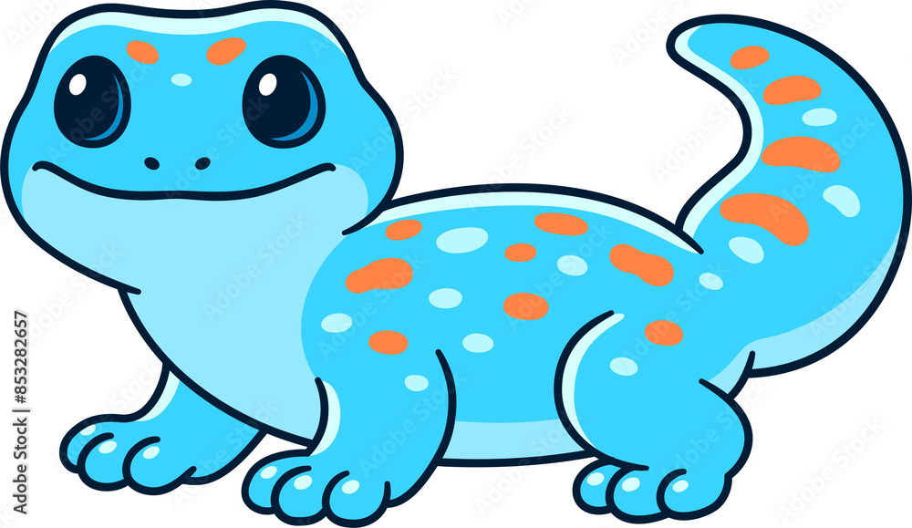 Cute cartoon Tokay Gecko illustration. Funny little tropical lizard with blue spotted pattern. Cute cartoon Tokay Gecko illustration. Funny little tropical lizard with blue spotted pattern.