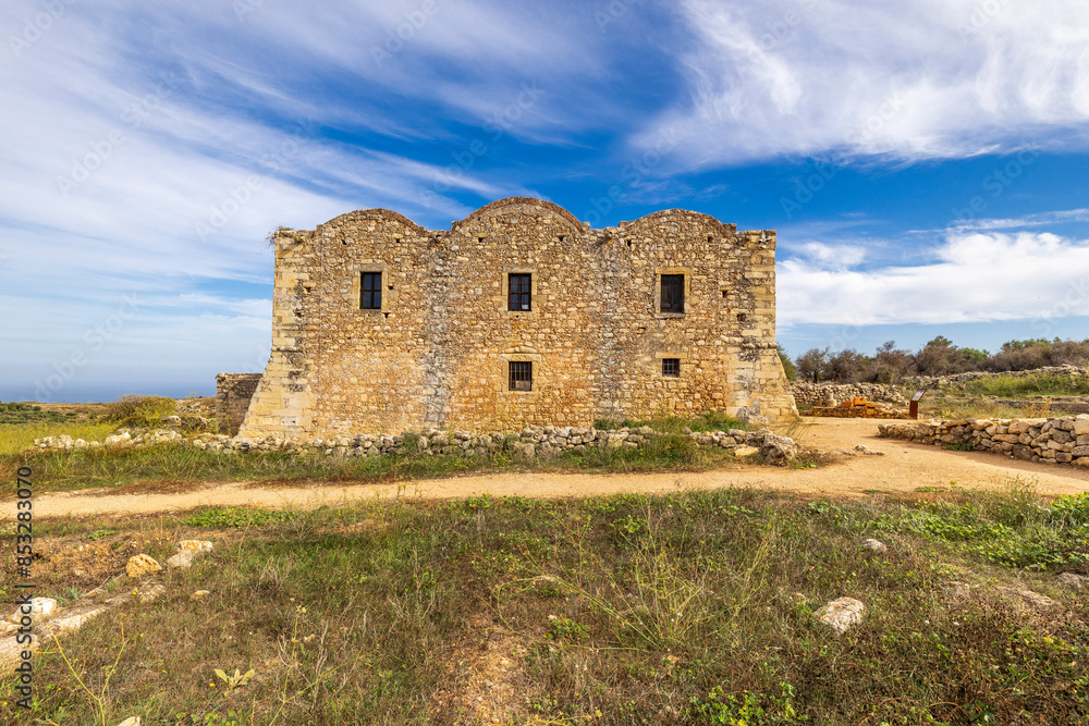 Europe, Greece, Crete, Chania, Aptera. Urban and political center of ancient Aptera. Roman ruins. Europe, Greece, Crete, Chania, Aptera. Urban and political center of ancient Aptera. Roman ruins.