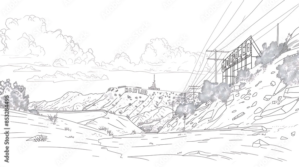 Obraz premium illustration, vector, architecture, landmark, travel, outline, famous, building, drawing, line, tourism, tower, design, monument, paris, art, isolated, construction, city, landscape, panorama, poster,