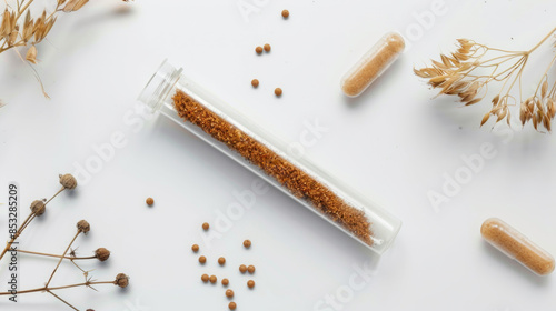 Wallpaper Mural test tube with dried brown mustard spice Torontodigital.ca