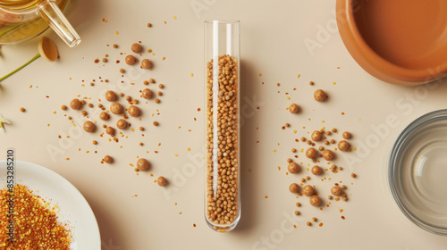 Wallpaper Mural test tube with dried brown mustard spice Torontodigital.ca