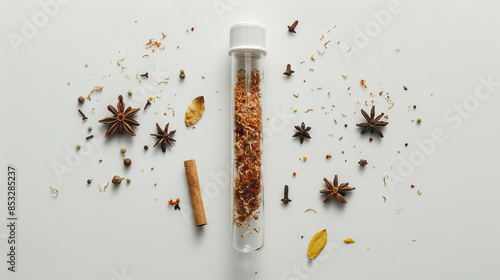 Wallpaper Mural test tube with dried burnet spice Torontodigital.ca