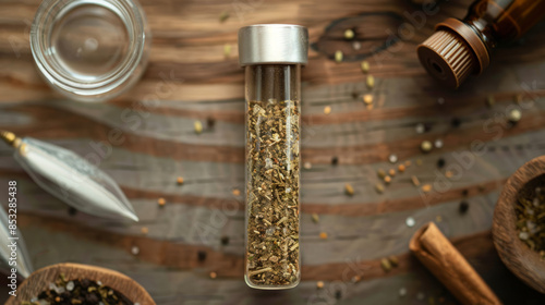 test tube with dried celery seed spice