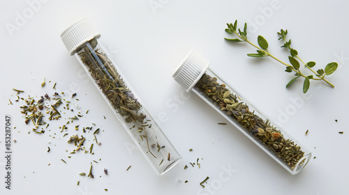 Wallpaper Mural test tube with dried marjoram spice Torontodigital.ca