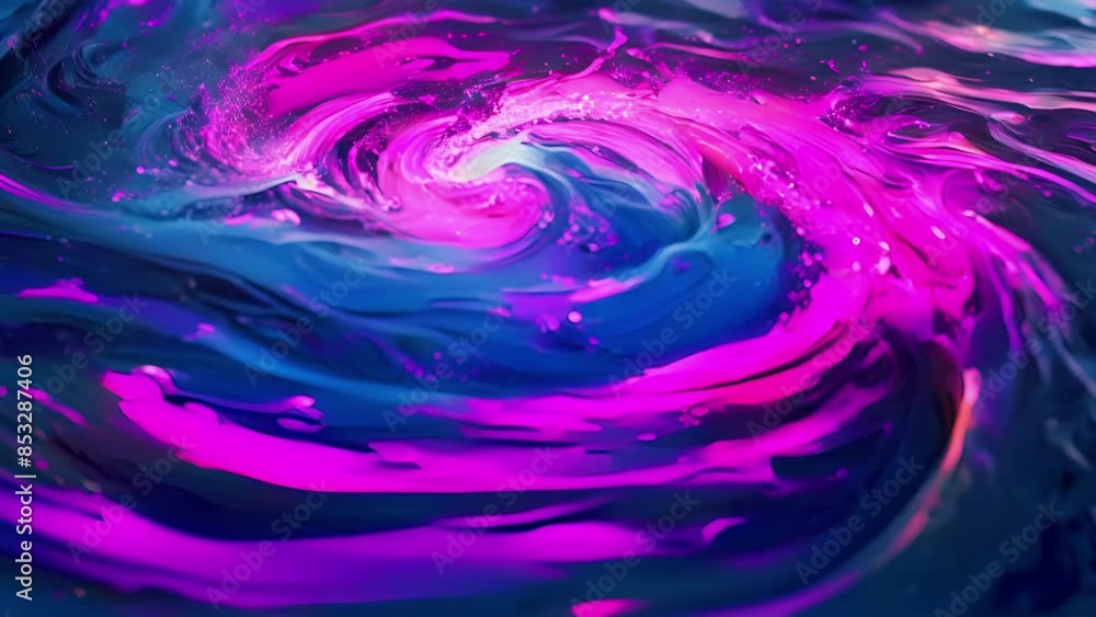 Swirls of neon pink electric blue and fluorescent green melded together in a mesmerizing display on the rivers surface. Swirls of neon pink electric blue and fluorescent green melded together in a mesmerizing display on the rivers surface.