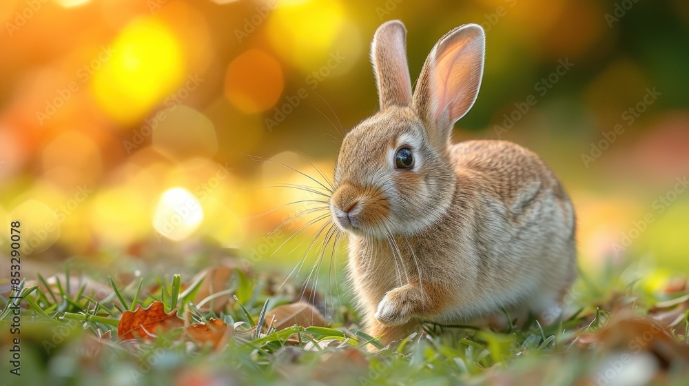 Fototapeta premium rabbit jumping and having fun