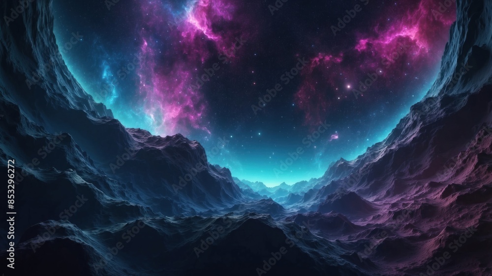 Beautiful wallpaper space mountains in the style of synth waves Beautiful wallpaper space mountains in the style of synth waves