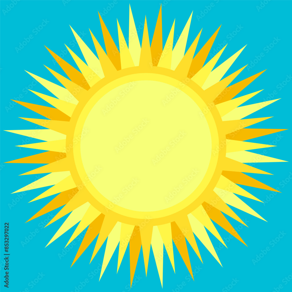 Sun pattern, cut yellow and orange border on blue background, vector illustration. Sun pattern, cut yellow and orange border on blue background, vector illustration.