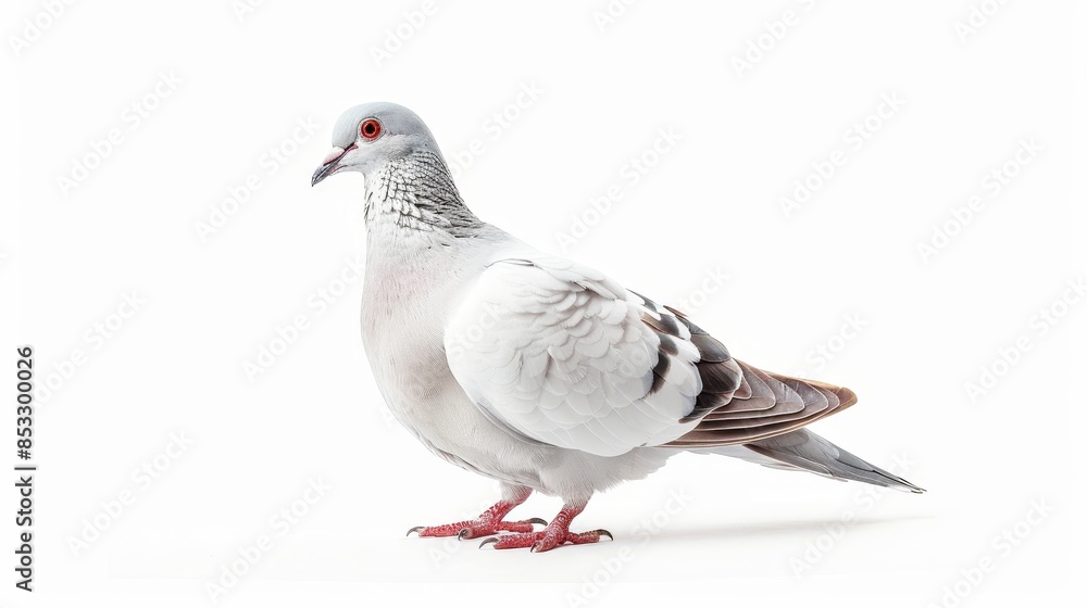 Naklejka premium White dove pigeon bird isolated on white wallpaper background