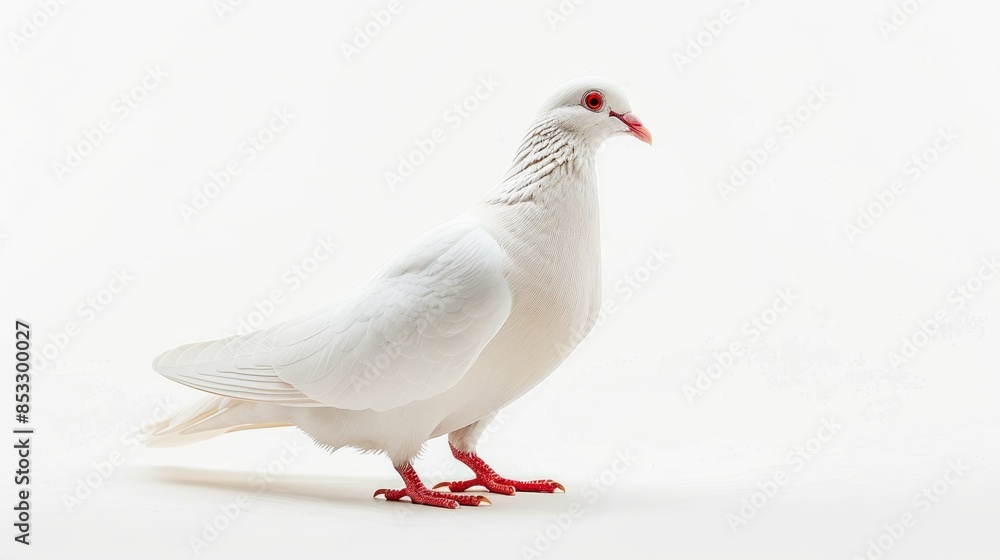 Obraz premium White dove pigeon bird isolated on white wallpaper background 