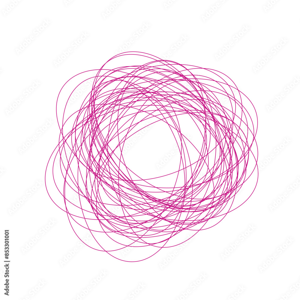 An abstract grunge scribble circular shape outline design element.