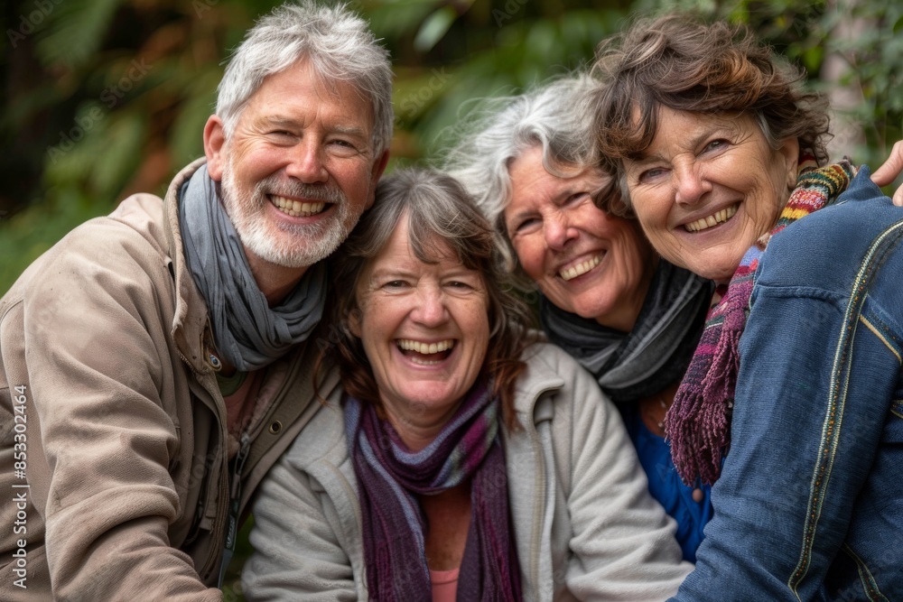 Portrait of a group of senior friends having fun in the garden Portrait of a group of senior friends having fun in the garden
