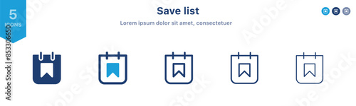 Free Download Save list icon set. bookmark icon symbol ; social media save vector icon ; favorite, save ribbon icons - GFXLoad