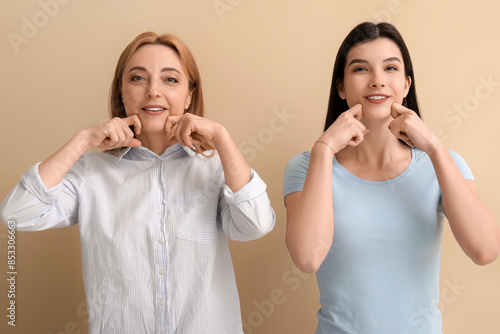 Beautiful happy women doing...