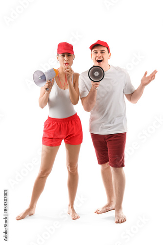 Lifeguards with megaphones ...