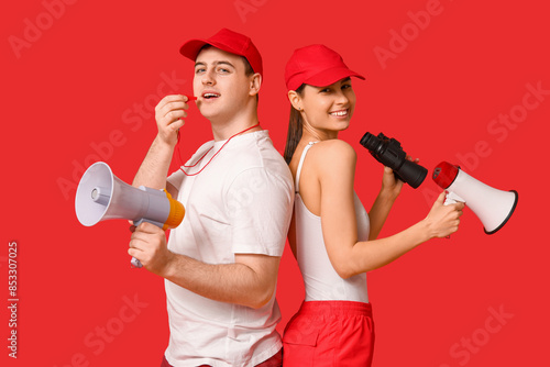 Lifeguards with megaphones ...