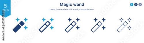 magic wand icon set and sparkle stars icon. magic stick vector icon wizard tool symbol ; filters sign with shine icons